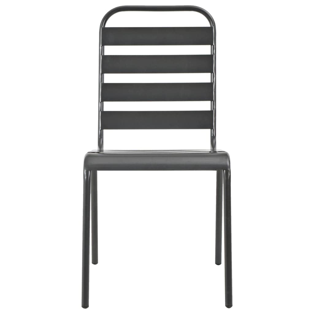 Dark Grey Powder-Coated Steel Stacking Outdoor Chairs 4-Pack Q7400