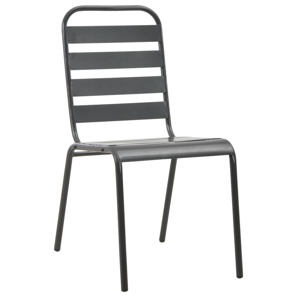 Dark Grey Powder-Coated Steel Stacking Outdoor Chairs 4-Pack Q7400