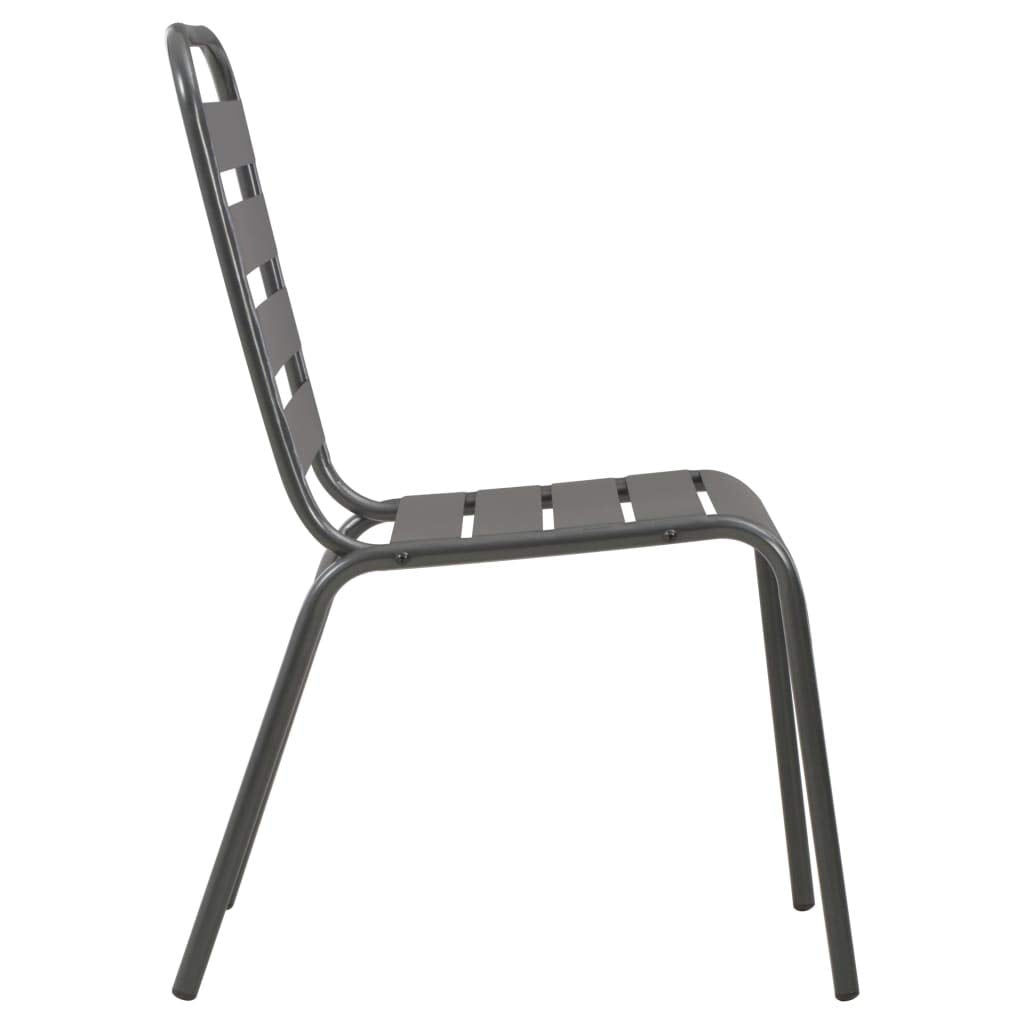 Dark Grey Powder-Coated Steel Stacking Outdoor Chairs 4-Pack Q7400
