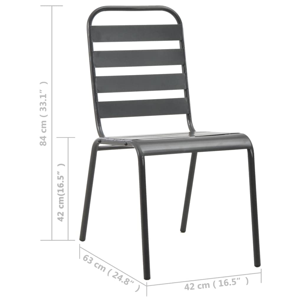 Dark Grey Powder-Coated Steel Stacking Outdoor Chairs 4-Pack Q7400