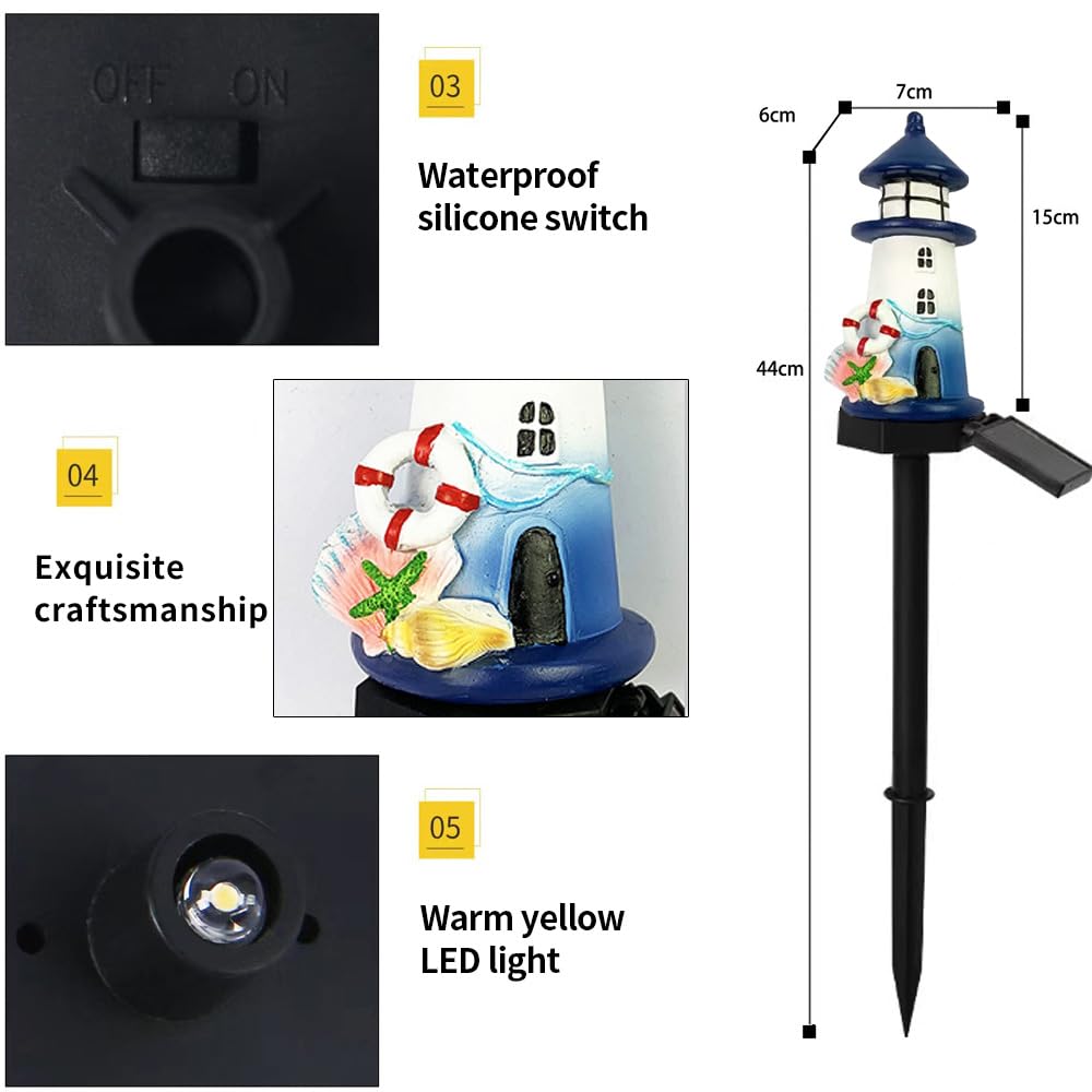 Blue and White Small Lighthouse Resin Floor Lamp O35843