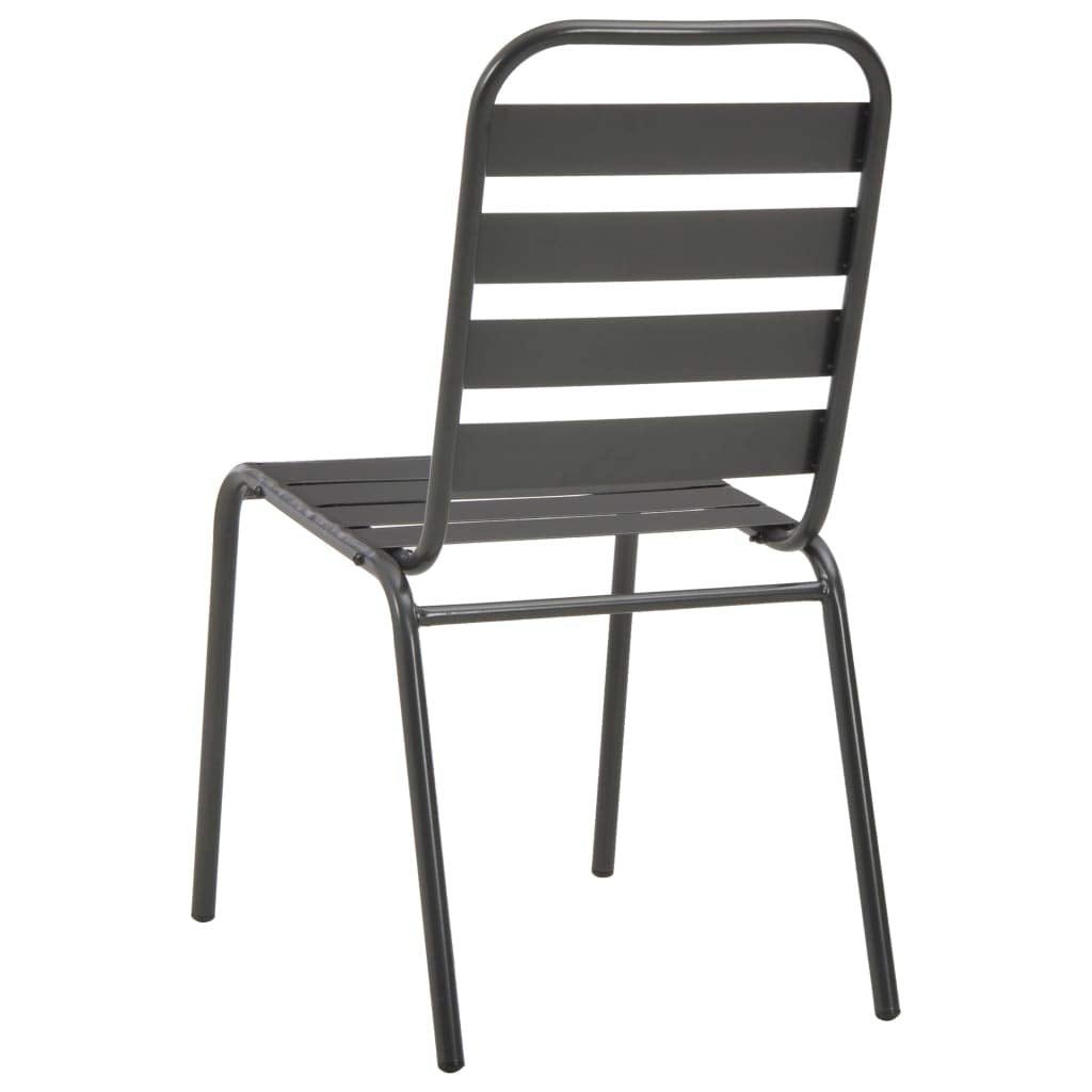 Dark Grey Powder-Coated Steel Stacking Outdoor Chairs 4-Pack Q7400