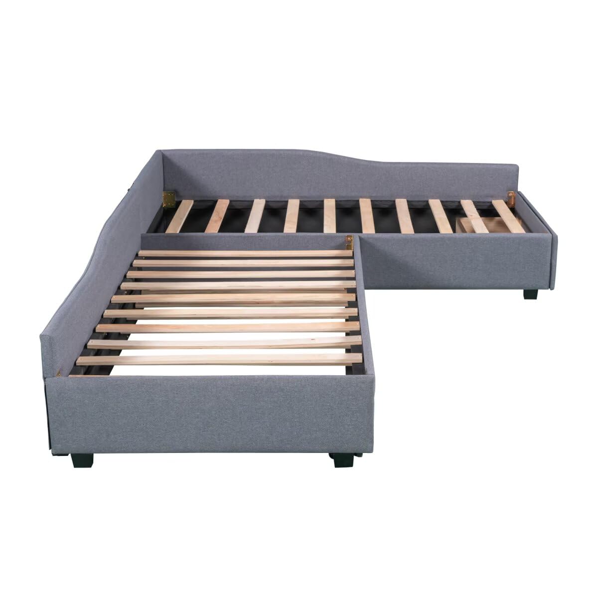 Gray L-Shaped Daybed with Trundle & Drawer Q3917