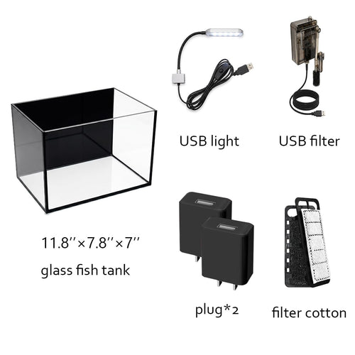 2.8 Gallon Glass Fish Tank with Light and Filter T9933