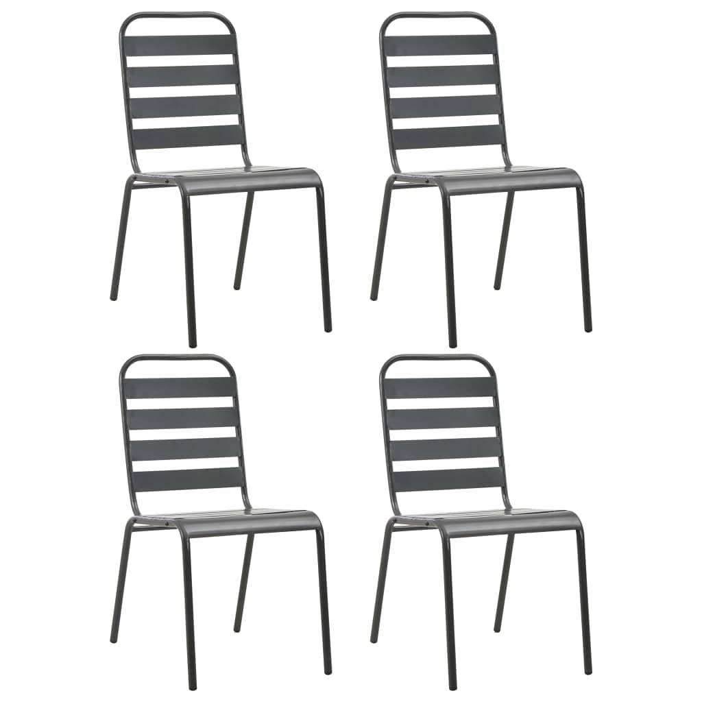 Dark Grey Powder-Coated Steel Stacking Outdoor Chairs 4-Pack Q7400