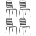 Dark Grey Powder-Coated Steel Stacking Outdoor Chairs 4-Pack Q7400