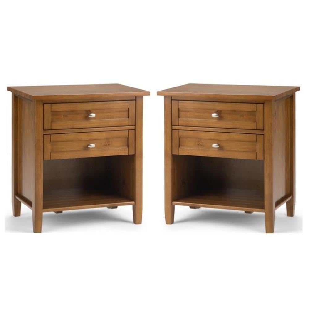2-Piece Wood 24" Bedside Nightstand Table Set E44933