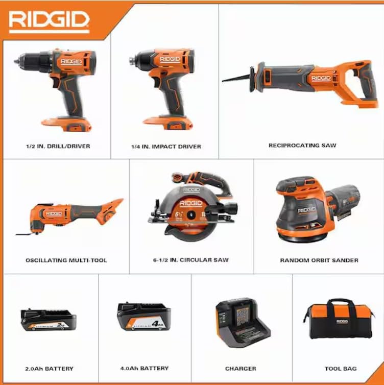 18V Cordless 6-Tool Combo Kit with Battery and Charger W1740