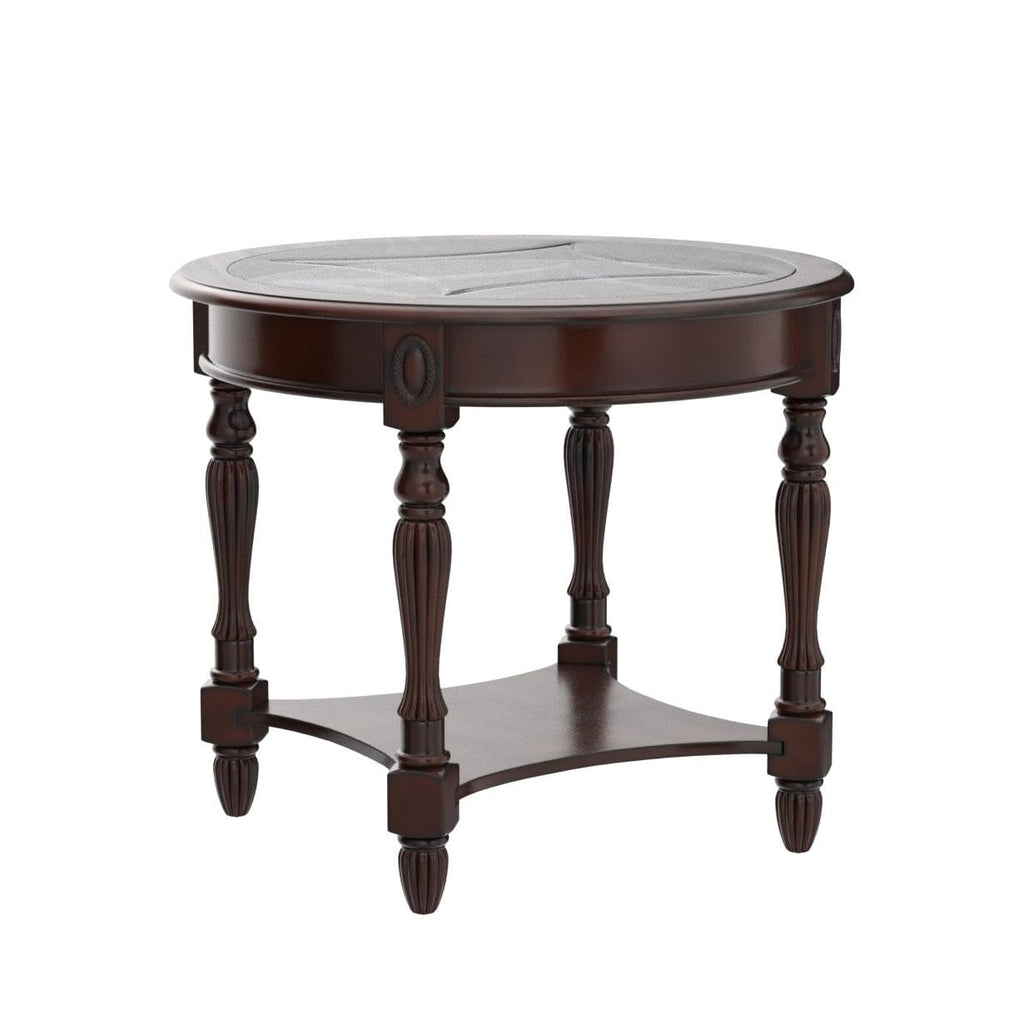 Wood Oval End Table with Glass Top B522