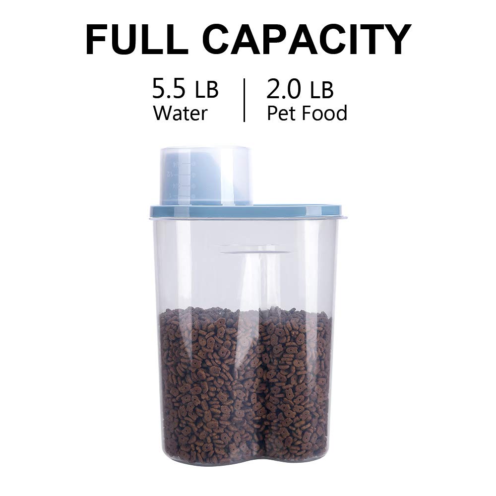 2 Pack 2lb/2.5L Pet Food Storage Container with Measuring Cup V51649