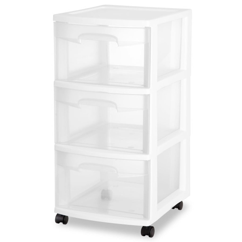 2 Pack White 3 Drawer Plastic Storage Cart L948