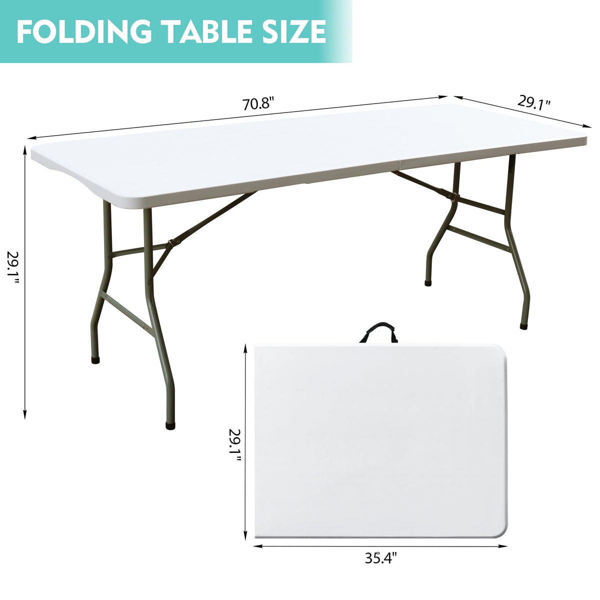 White 6FT Foldable Plastic Table A4373