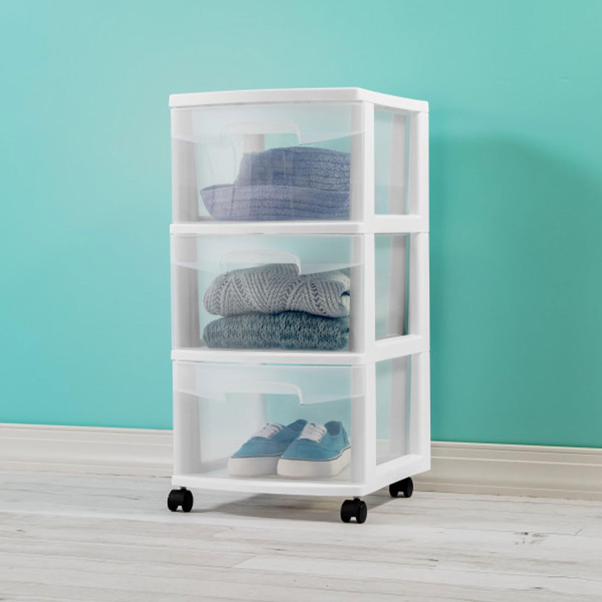 2 Pack White 3 Drawer Plastic Storage Cart L948