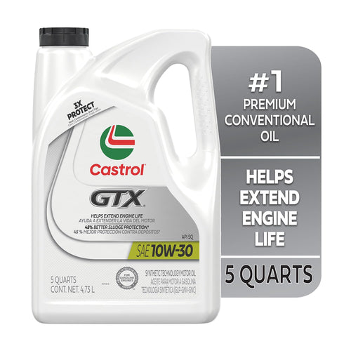 10W-30 Conventional Motor Oil, 5 Quarts V462591