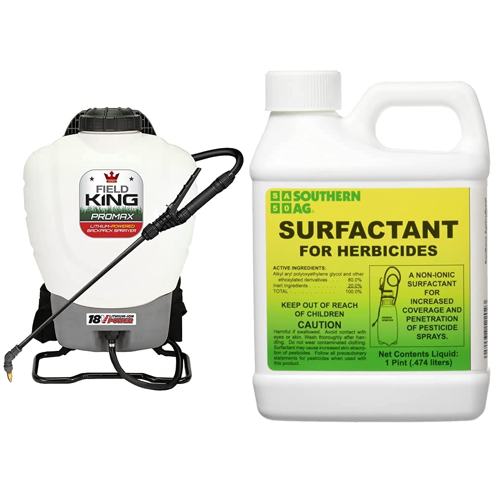 Battery Powered Backpack Sprayer, 4 gal, White & Surfactant for Herbicides Non-Ionic, 16oz O33929