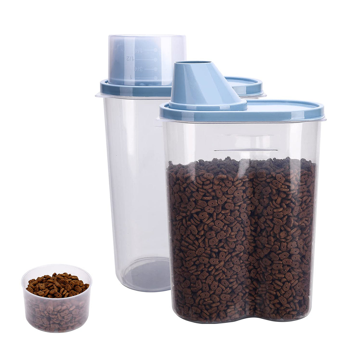 2 Pack 2lb/2.5L Pet Food Storage Container with Measuring Cup V51649