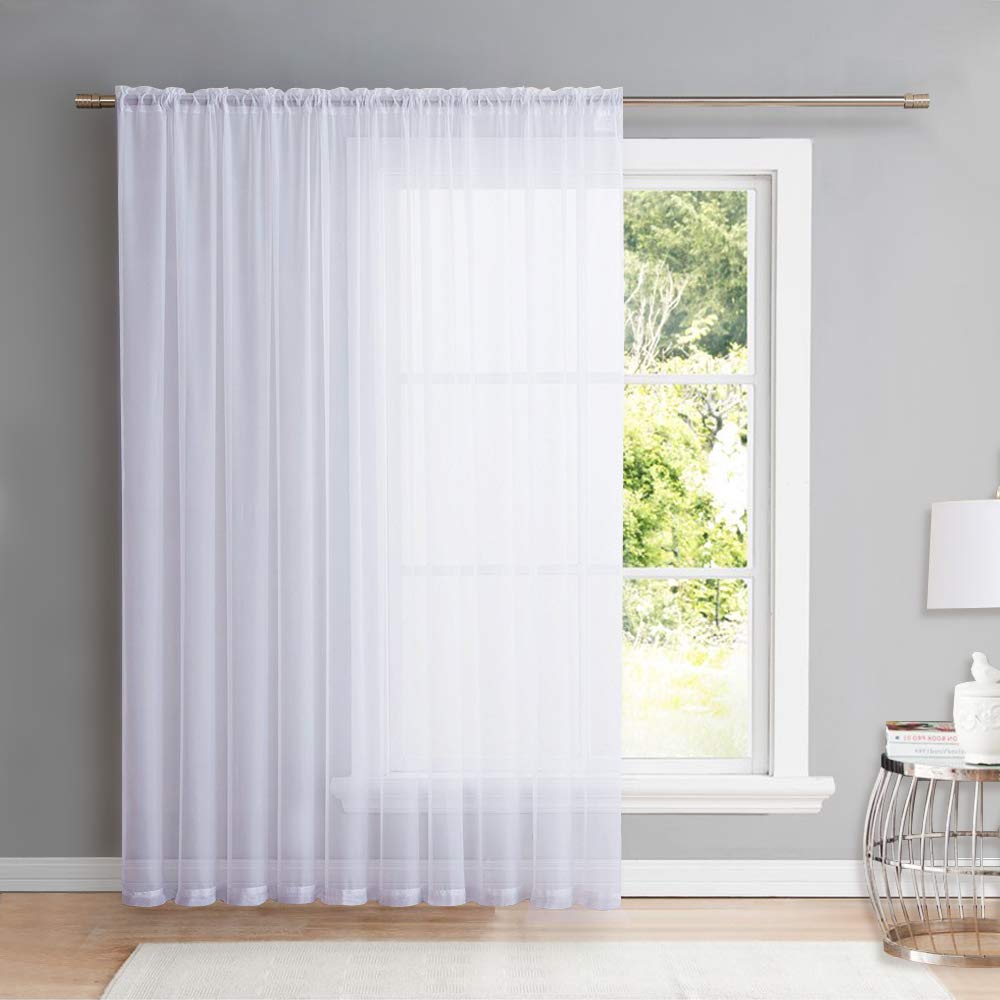 White 84 Inch Sheer Voile Curtain Panel O145734