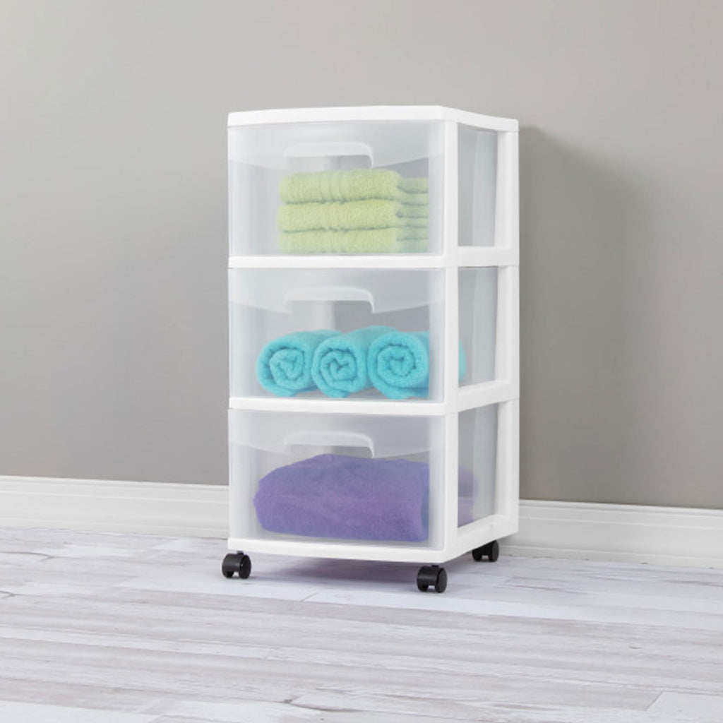 2 Pack White 3 Drawer Plastic Storage Cart L948