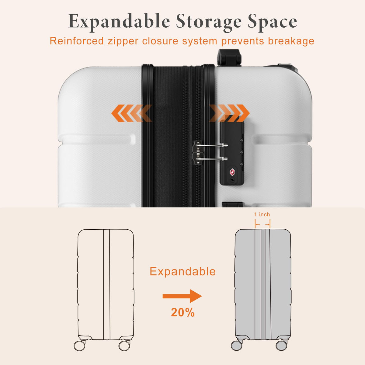 20 Inch Carry On Luggage with Spinner Wheels U518