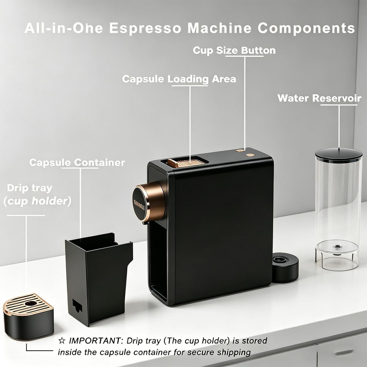 20 Bar Programmable Espresso Machine with 18oz Tank I8323