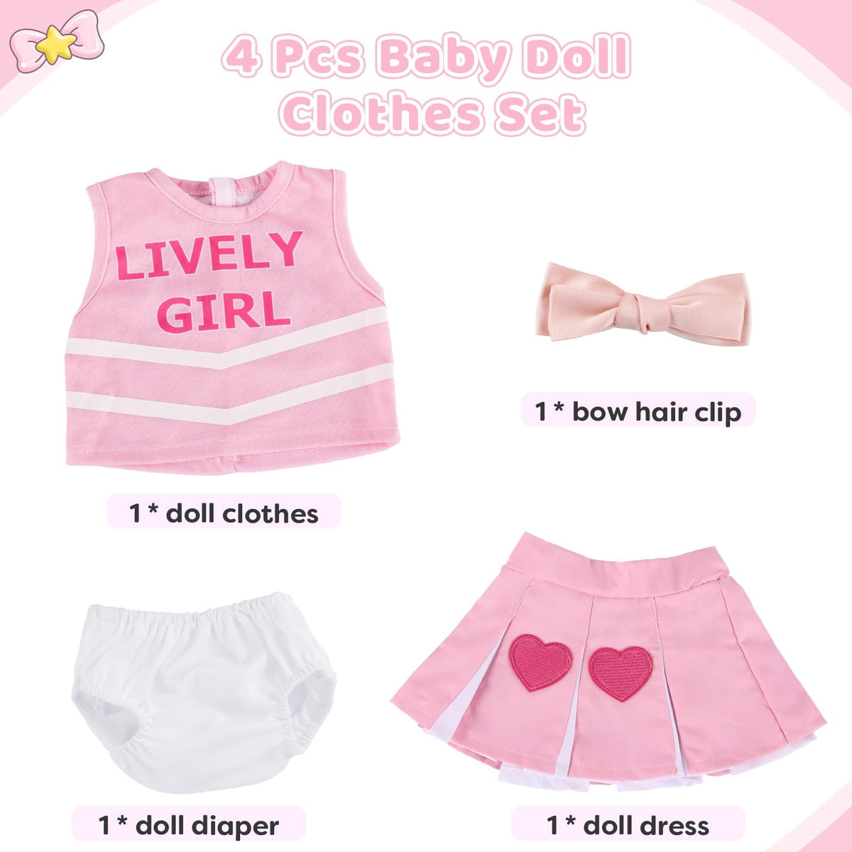 4 Pcs Reborn Baby Doll Clothes Set E104465