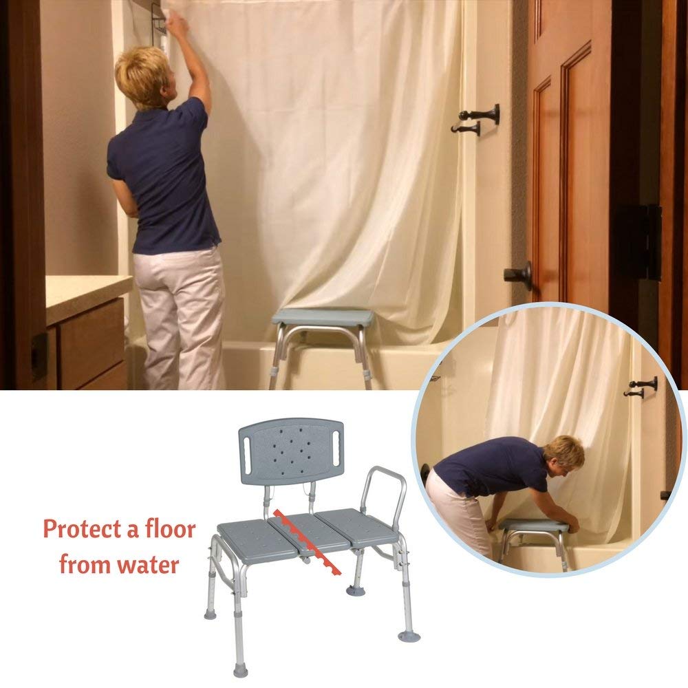 Adjustable Height Heavy Duty Transfer Bench with Back Non-Slip Seat T155