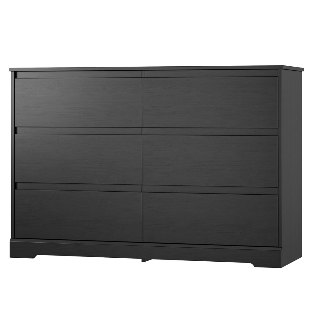 Black 6 Drawer Double Dresser D747