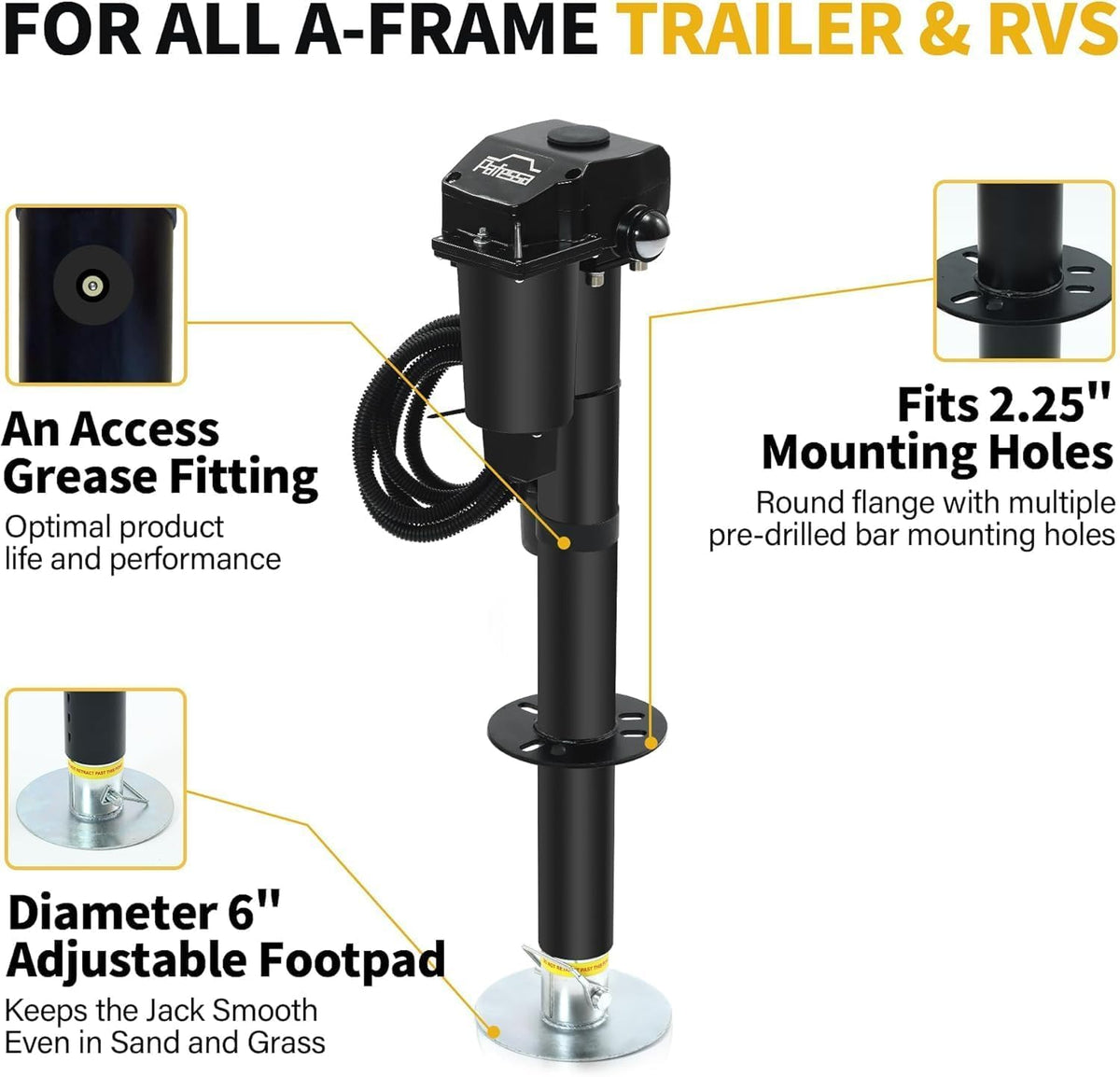 12V 3,500LB Electric RV Trailer A-Frame Tongue Jack Z43120