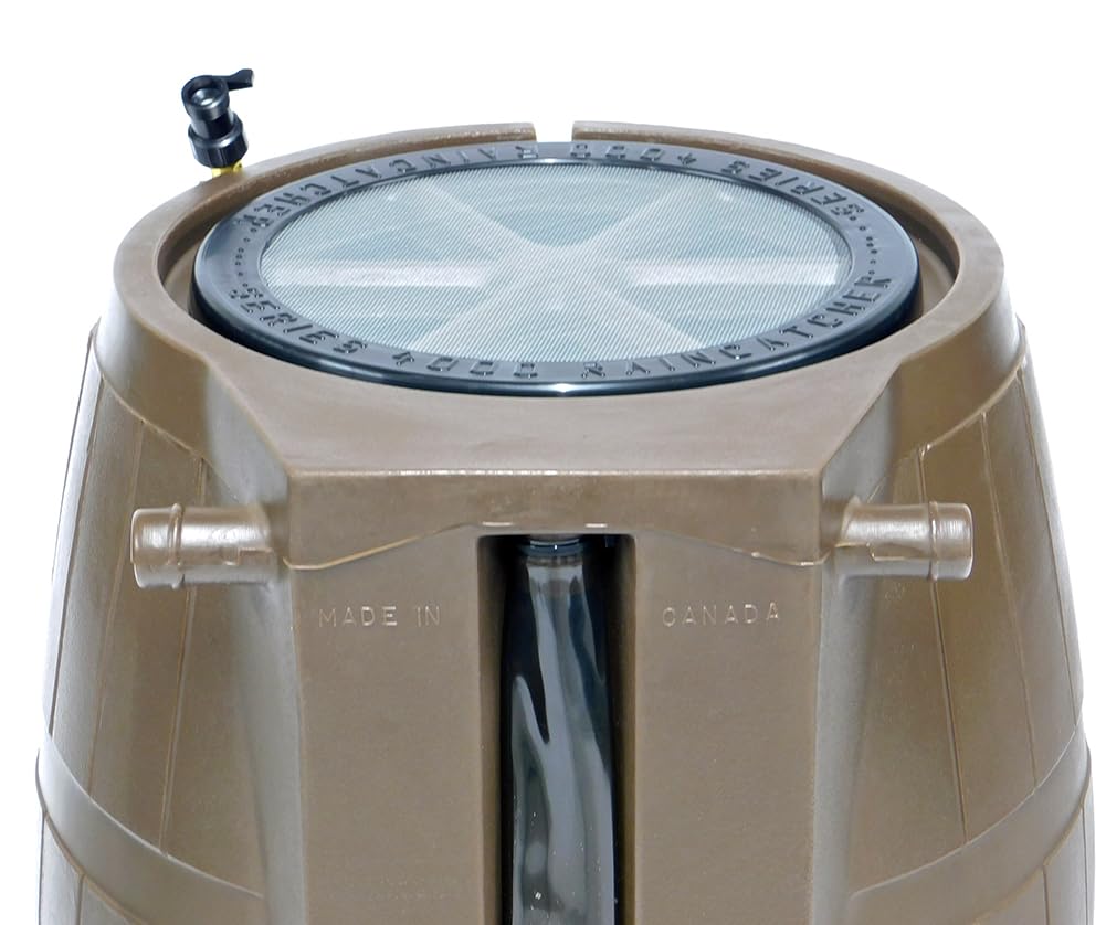 Brown 50 Gallon Flat-Back Rain Barrel with Spigots T5951