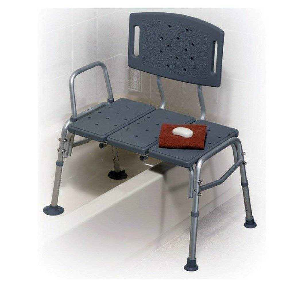 Adjustable Height Heavy Duty Transfer Bench with Back Non-Slip Seat T155