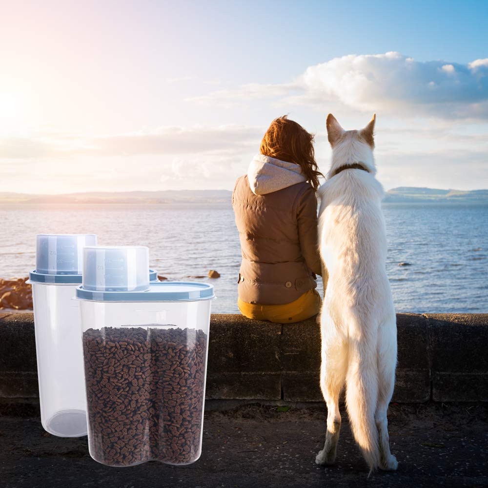 2 Pack 2lb/2.5L Pet Food Storage Container with Measuring Cup V51649