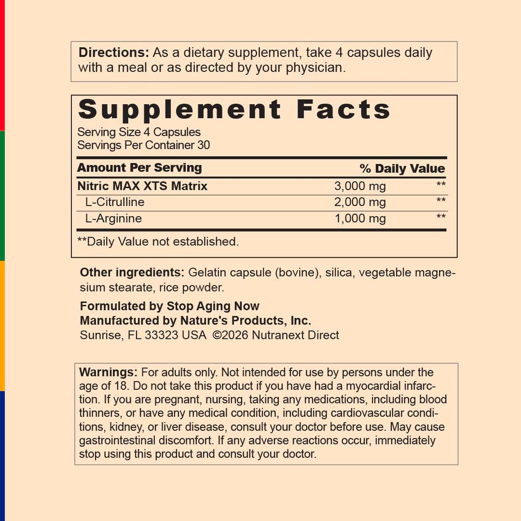 Nitric Oxide Supplement 120 Capsules with L-Citrulline and L-Arginine C978306