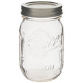 Clear Glass Mason Jars with Silver Lids, 16 oz, Set of 12 F847306