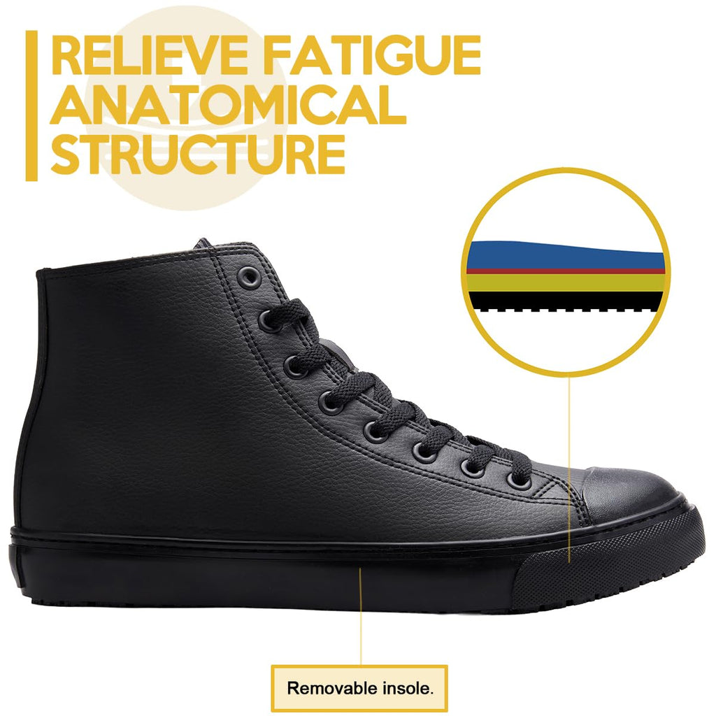 Black Waterproof Non-Slip Leather Work Shoes W216482