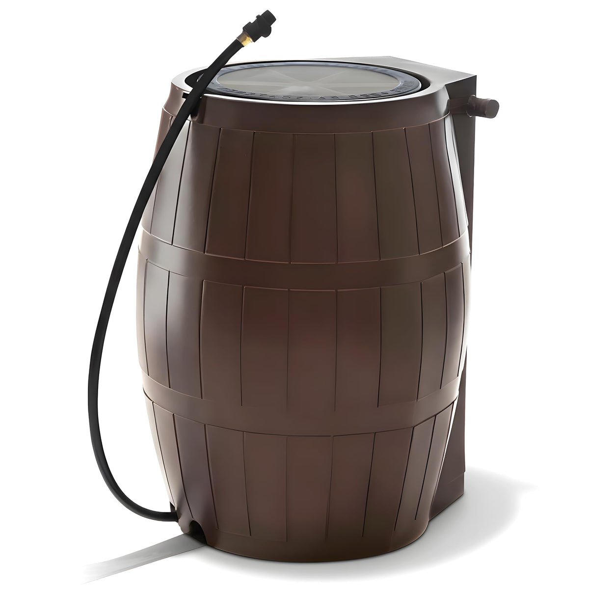 Brown 50 Gallon Flat-Back Rain Barrel with Spigots T5951