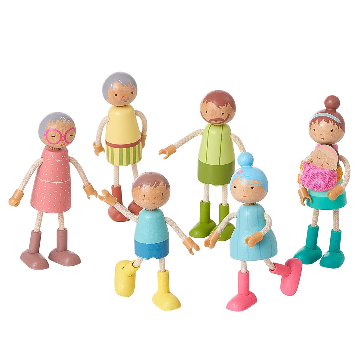 Wooden Family Dolls Set of 7 B56038