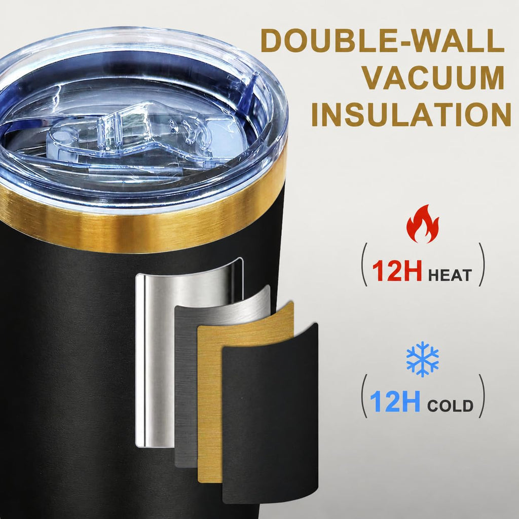 20 oz Insulated Stainless Steel Tumbler, Black, 1 Pack R383