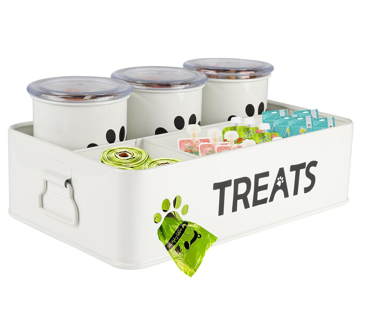 28oz Metal Dog Treat Container Set of 3 White Q422
