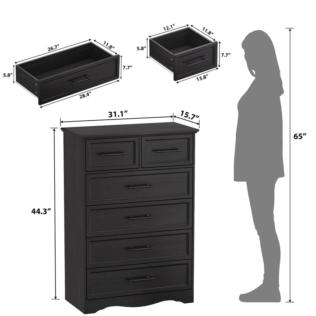 Black 6 Drawer Dresser N67341