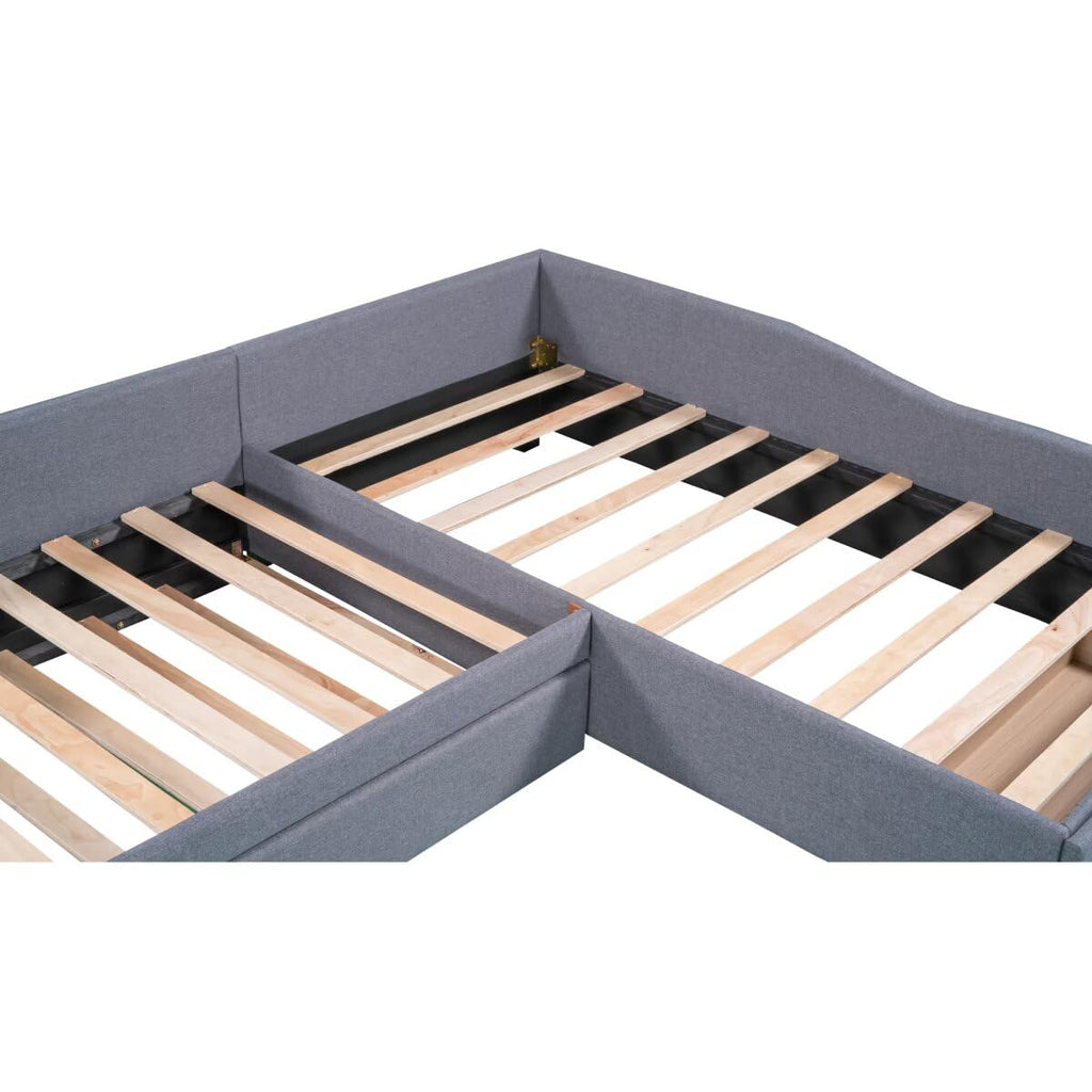 Gray L-Shaped Daybed with Trundle & Drawer Q3917