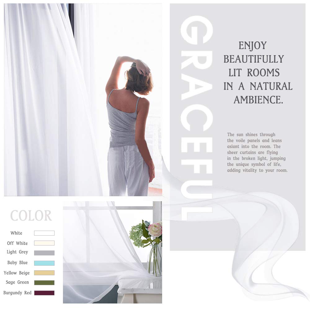 White 84 Inch Sheer Voile Curtain Panel O145734