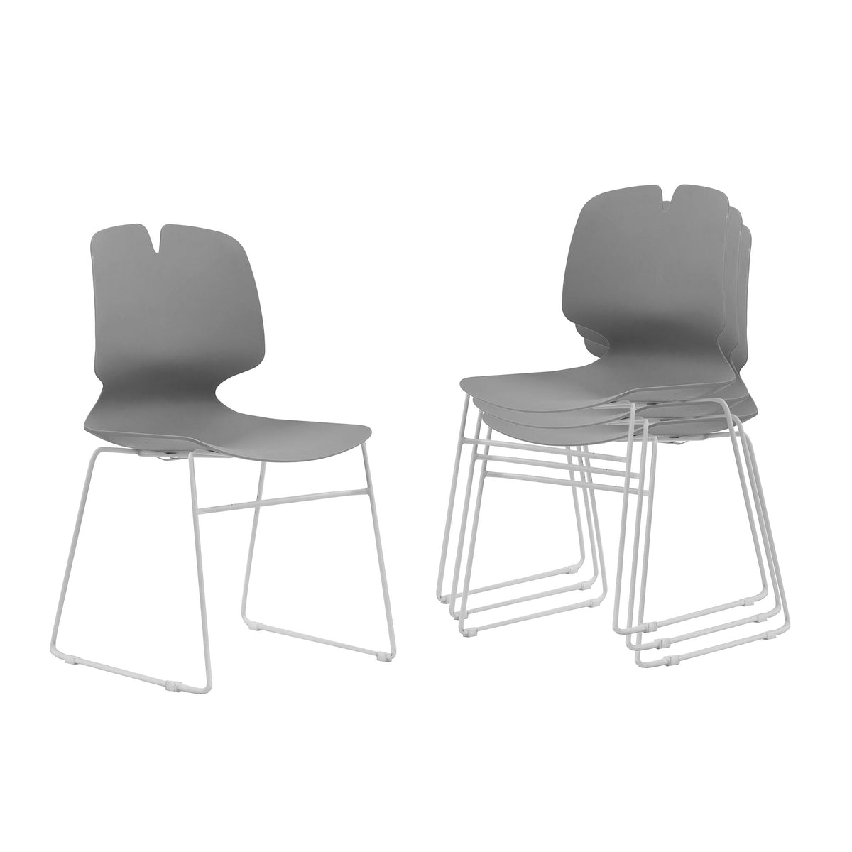 Grey Polypropylene Steel Stacked Office Chair Set F53698