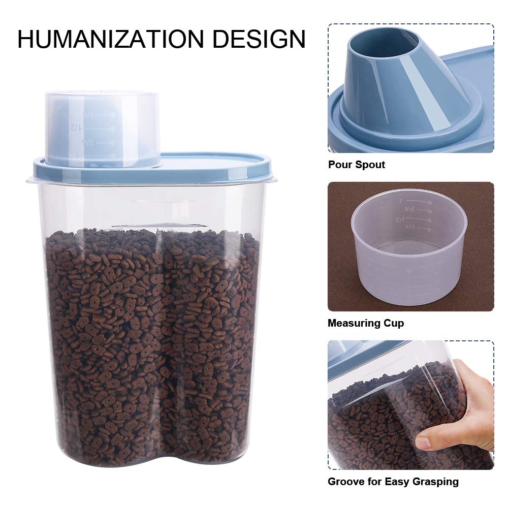 2 Pack 2lb/2.5L Pet Food Storage Container with Measuring Cup V51649