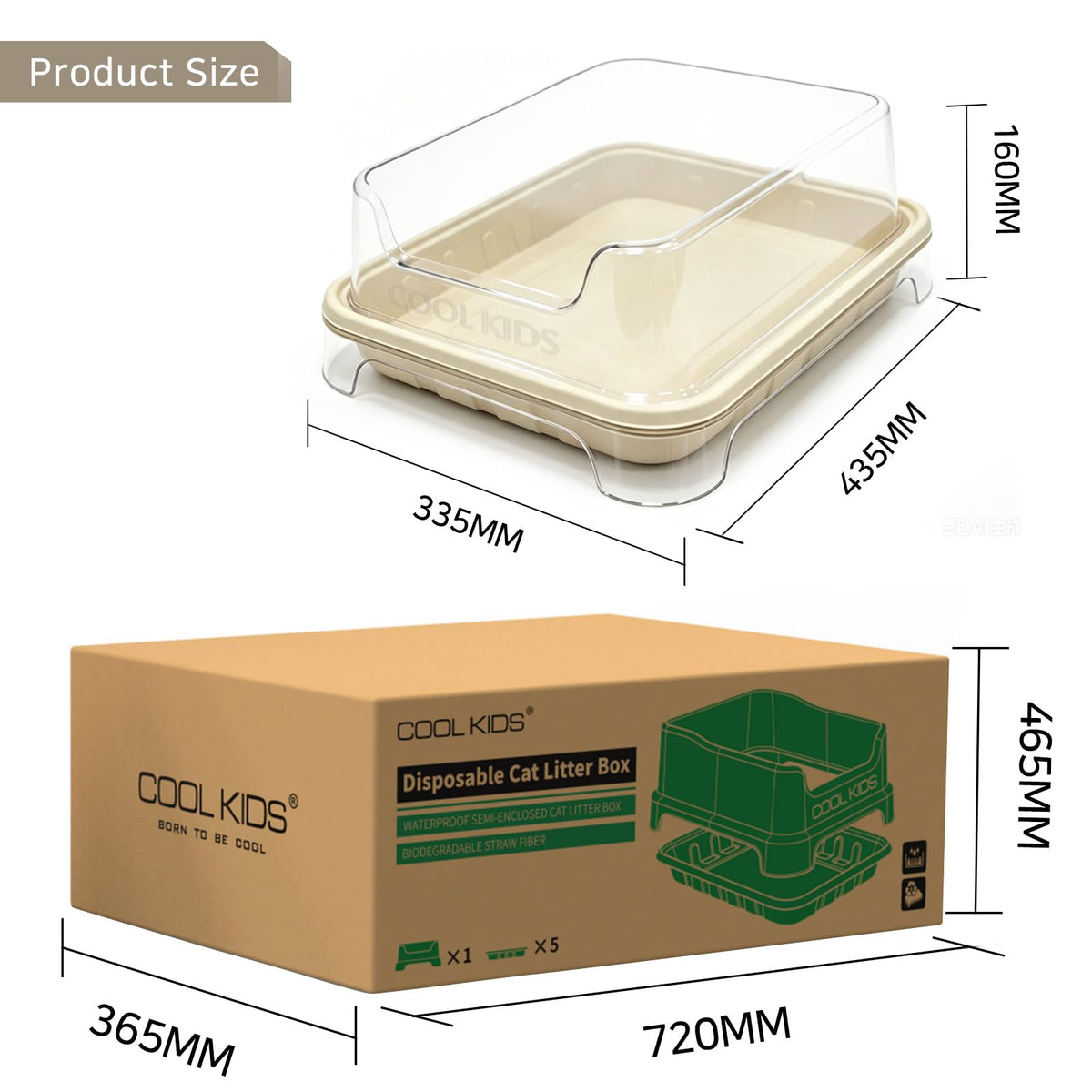 1+5 Pack Disposable Litter Boxes for Cats Z46744