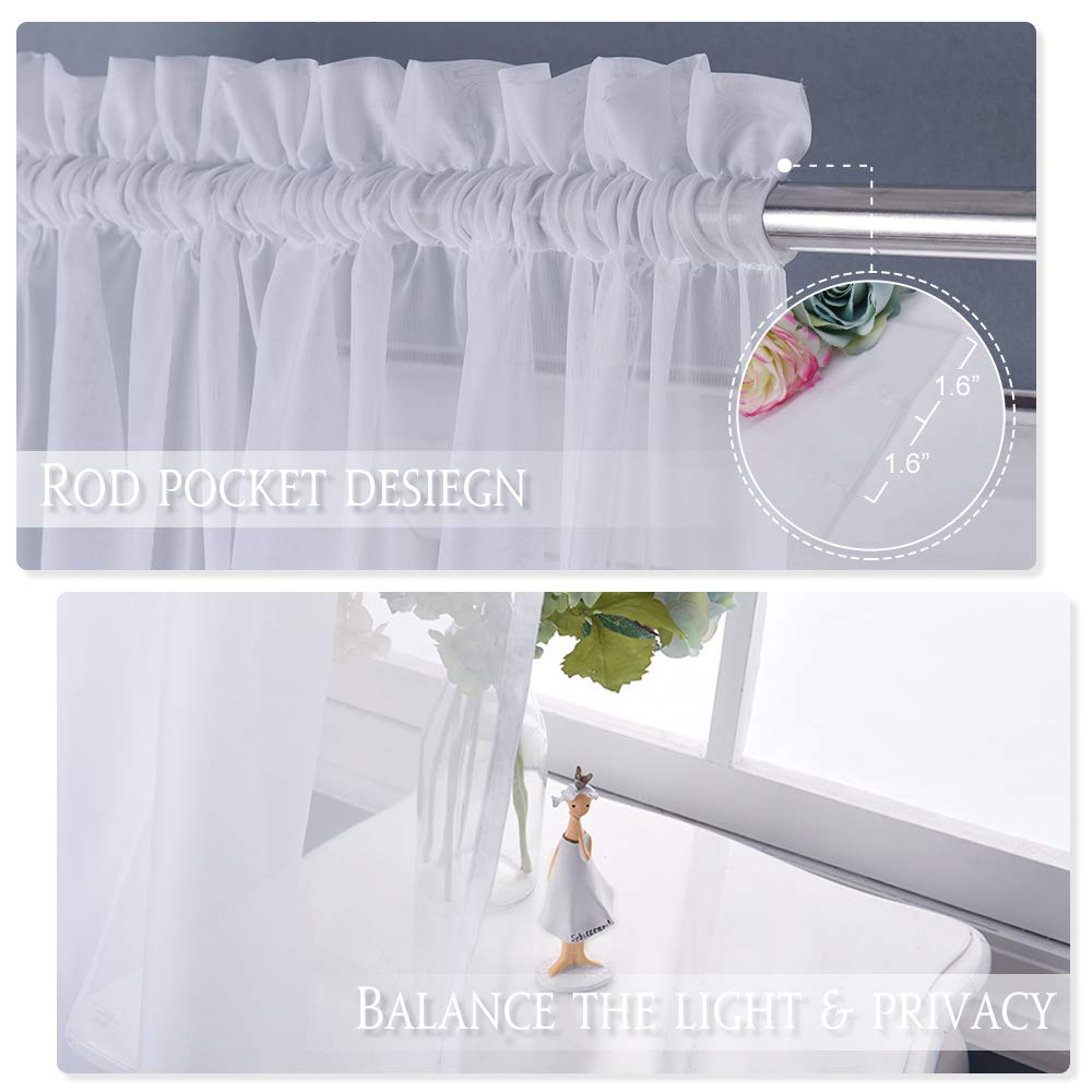 White 84 Inch Sheer Voile Curtain Panel O145734