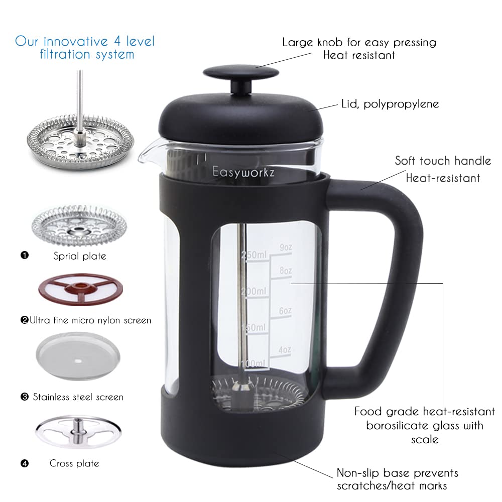 12 oz French Press Coffee Tea Maker with 10g Measuring Spoon T24311