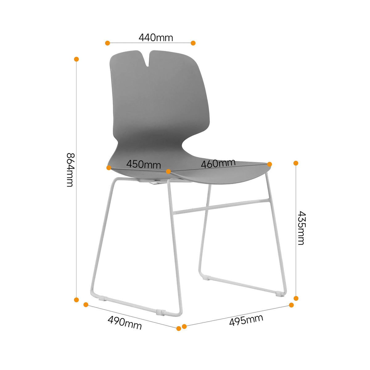 Grey Polypropylene Steel Stacked Office Chair Set F53698