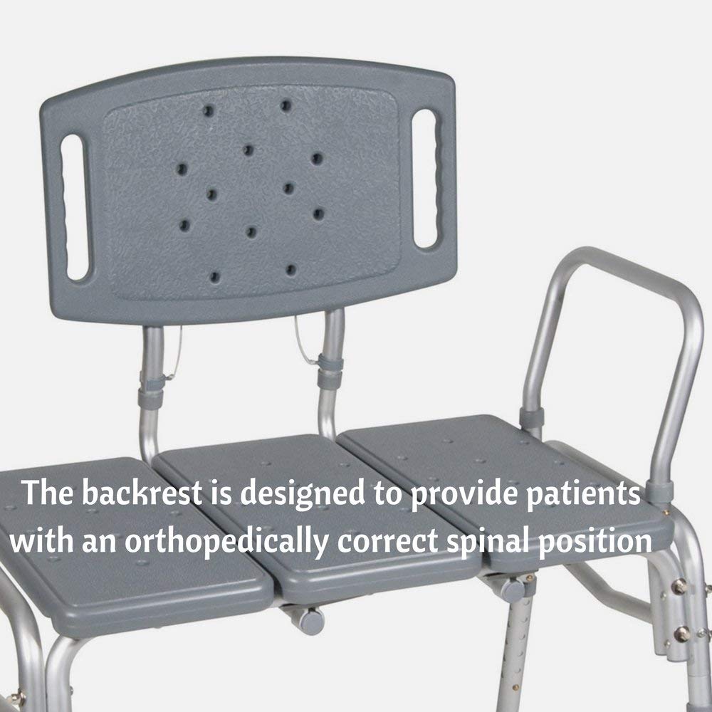 Adjustable Height Heavy Duty Transfer Bench with Back Non-Slip Seat T155