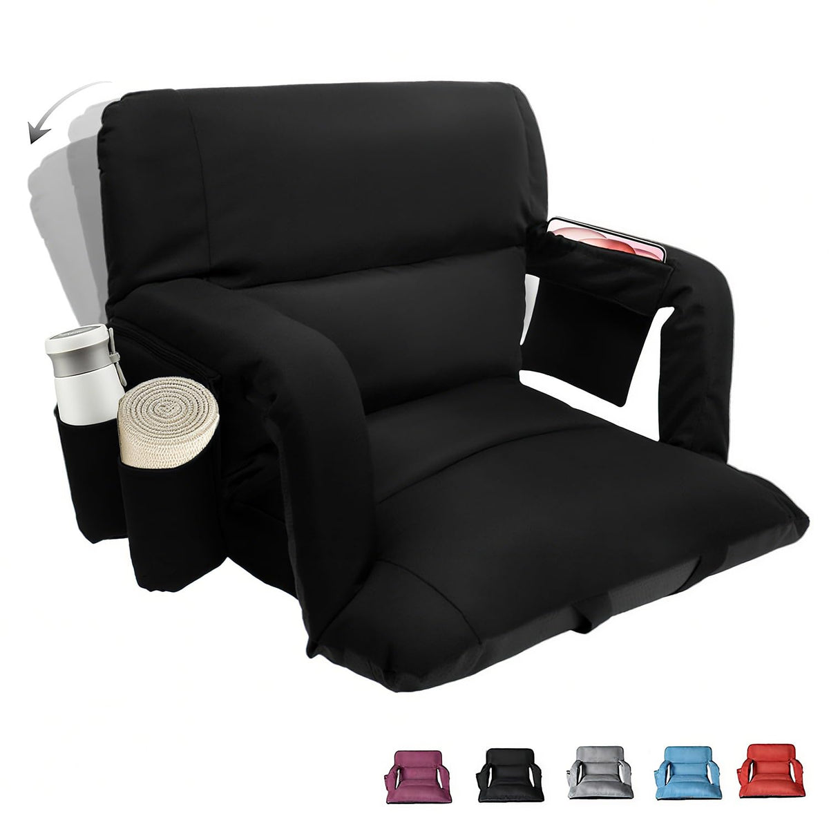 Black 25" Wide Stadium Seat with Back Support O556410