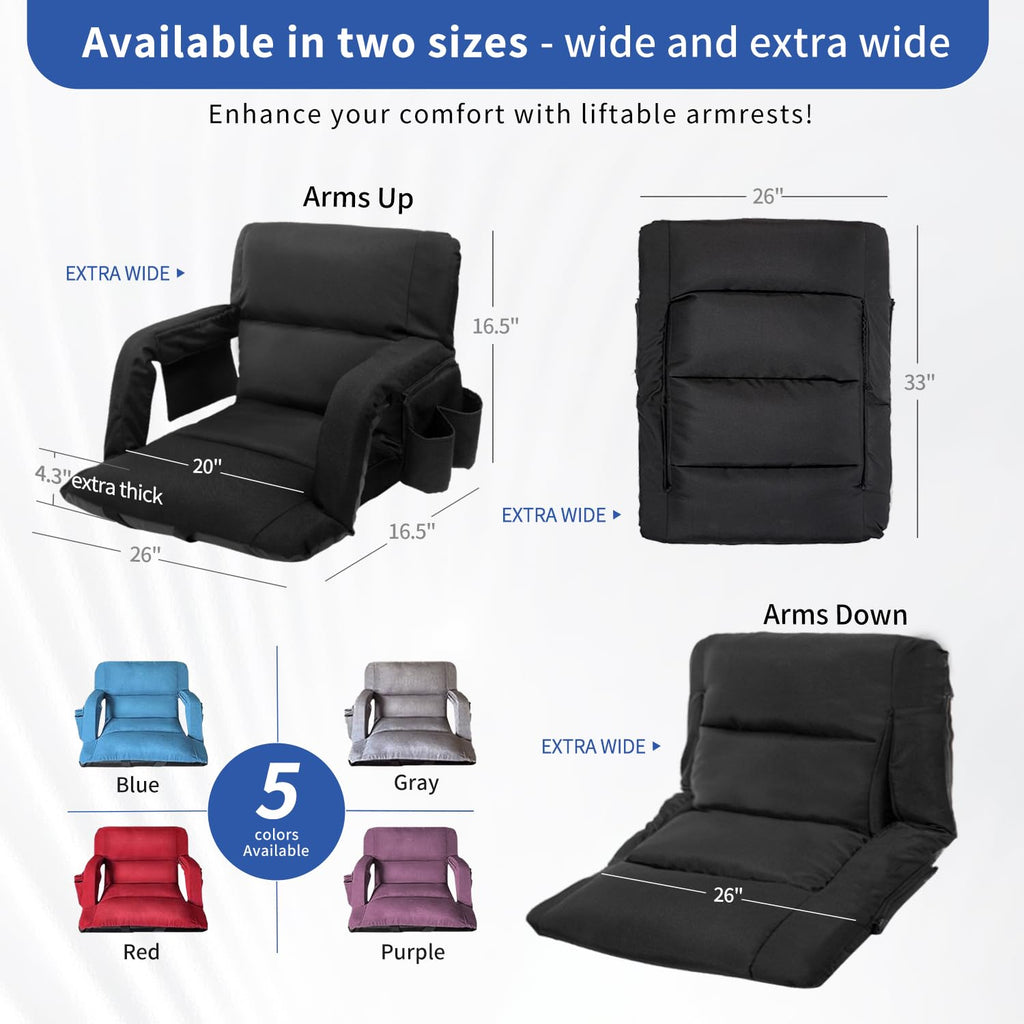 Black 25" Wide Stadium Seat with Back Support O556410